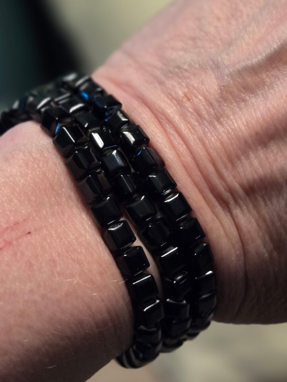 By Alexa Rae Black Beaded Stretch Bracelets Set Of 3.